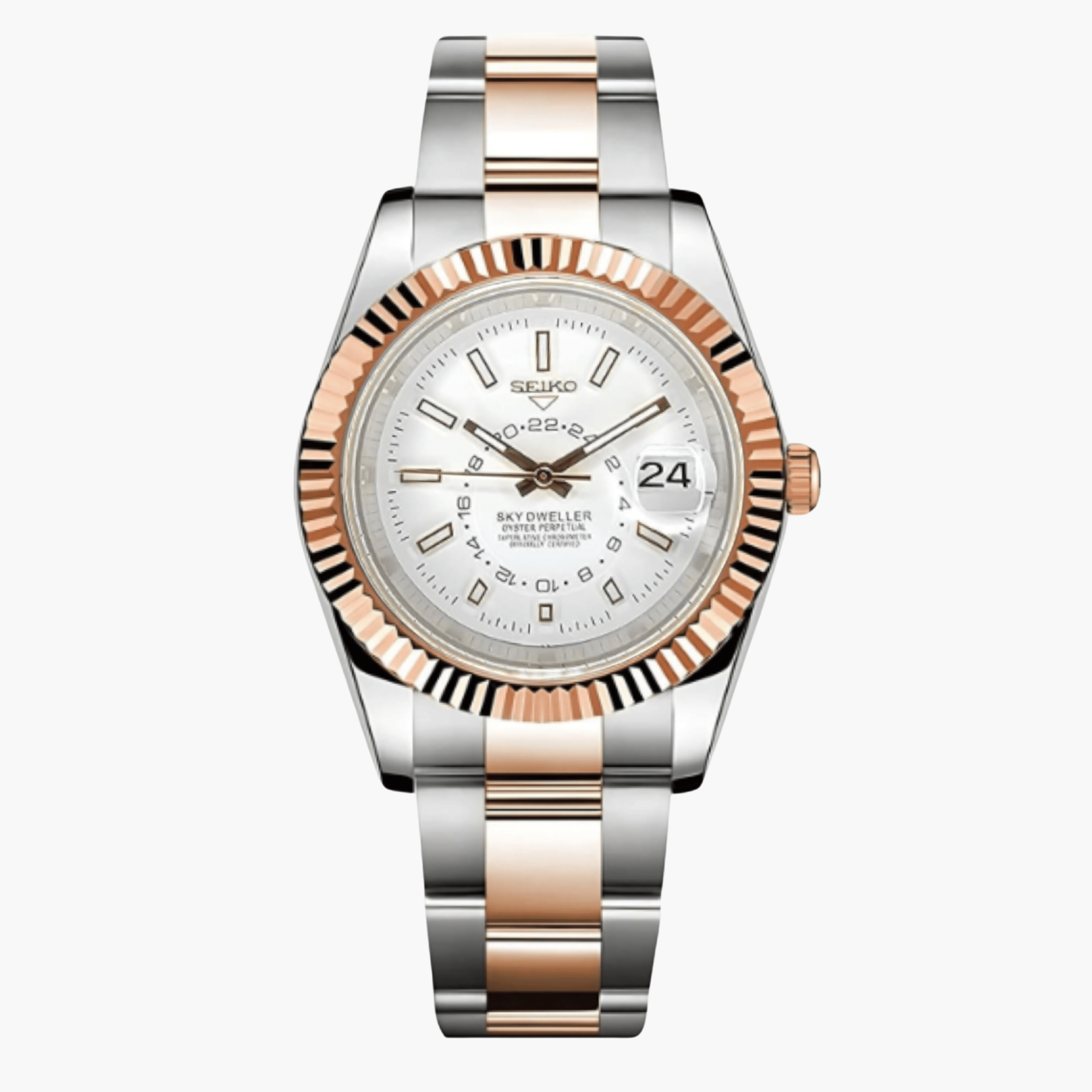 SeikoDweller Rosegold/Silver White